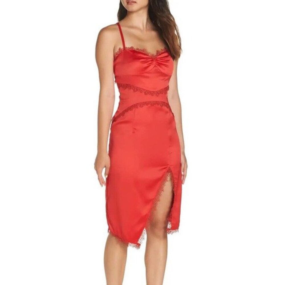 Foxiedox Hot Day Red CRIMINI High Skirt Slit Dress Size 4